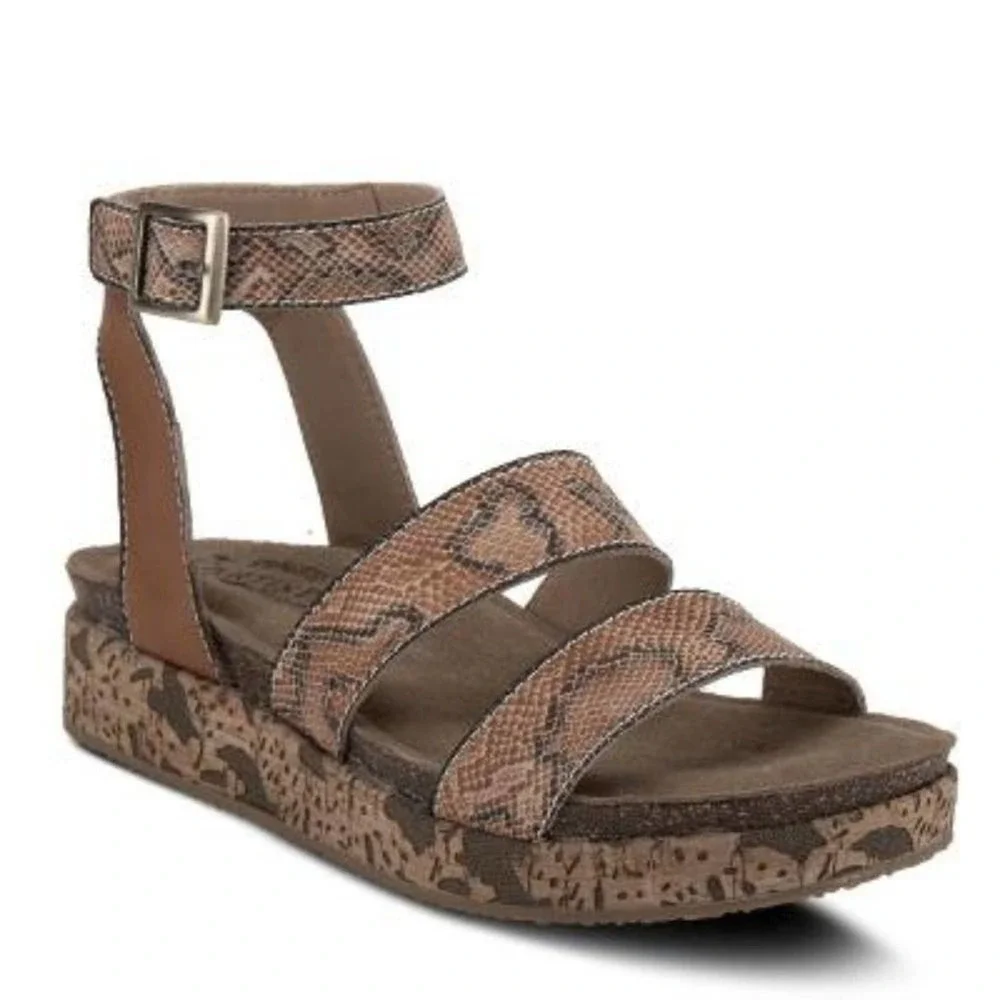 L'ARTISTE CHRISTINA ANKLE‎ STRAP SANDAL snakeskin size 41 new 10.5 US